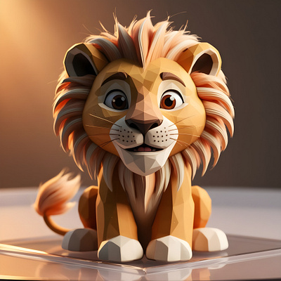 cute and simple 3d model of the lion 3d