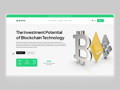 IgnisChain - Investment Blockchain Header Website blockchain branding figmadesign graphic design ignischain technology uidesign uiux