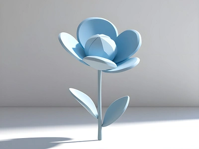 cute and simple 3d model of the blue flower 3d