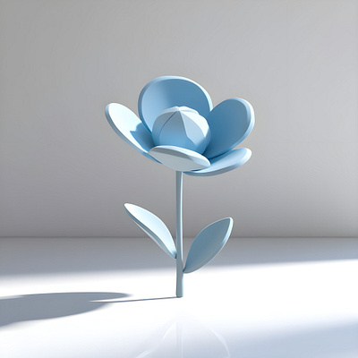 cute and simple 3d model of the blue flower 3d