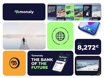 Monaiy - Visual Identity 3d animation bank billboard branding coin crypto decentralized globe graphic design icon logo logo an logo animation money motion graphics numbers posters ui visual identity