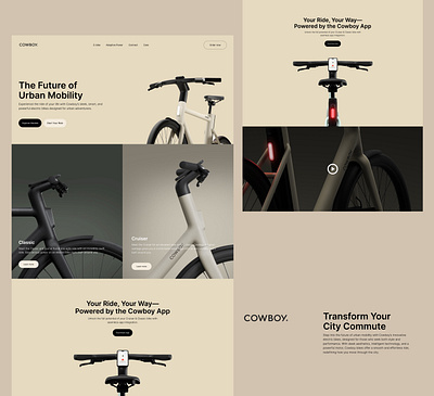 Minimalist e-bike website block chain design product design saas ui uiux ux website