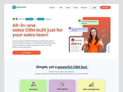 Landing page design crm landing page webpage