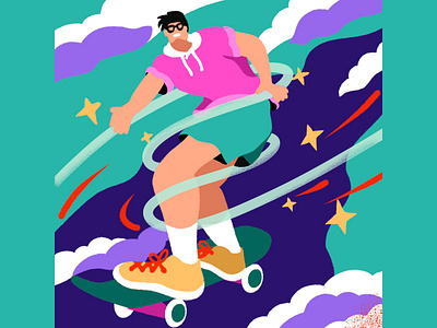 Skateboarding cool fun illustration man skateboard