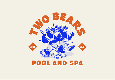 Two Bears branding cartoon character illustration logo mascot old cartoon vintage