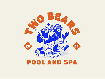 Two Bears branding cartoon character illustration logo mascot old cartoon vintage