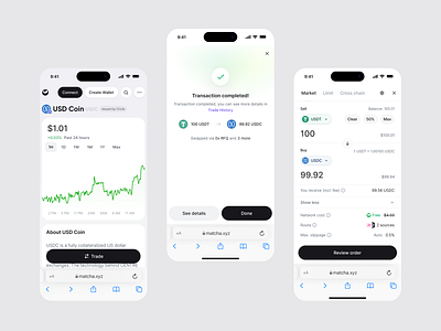 Matcha - Mobile Designs app bitcoin chart crypto defi ethereum exchange fintech matcha mobile pwa success swap token trade trading ui web3