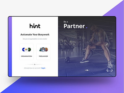 Fitness Dashboard application design dshboard landing page organization partner