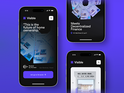 AI NFT Real estate mobile design ✦ Visible app design interface mobile product service startup ui ux