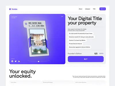 AI NFT Real estate website light design ✦ Visible design interface light product service startup ui ux website