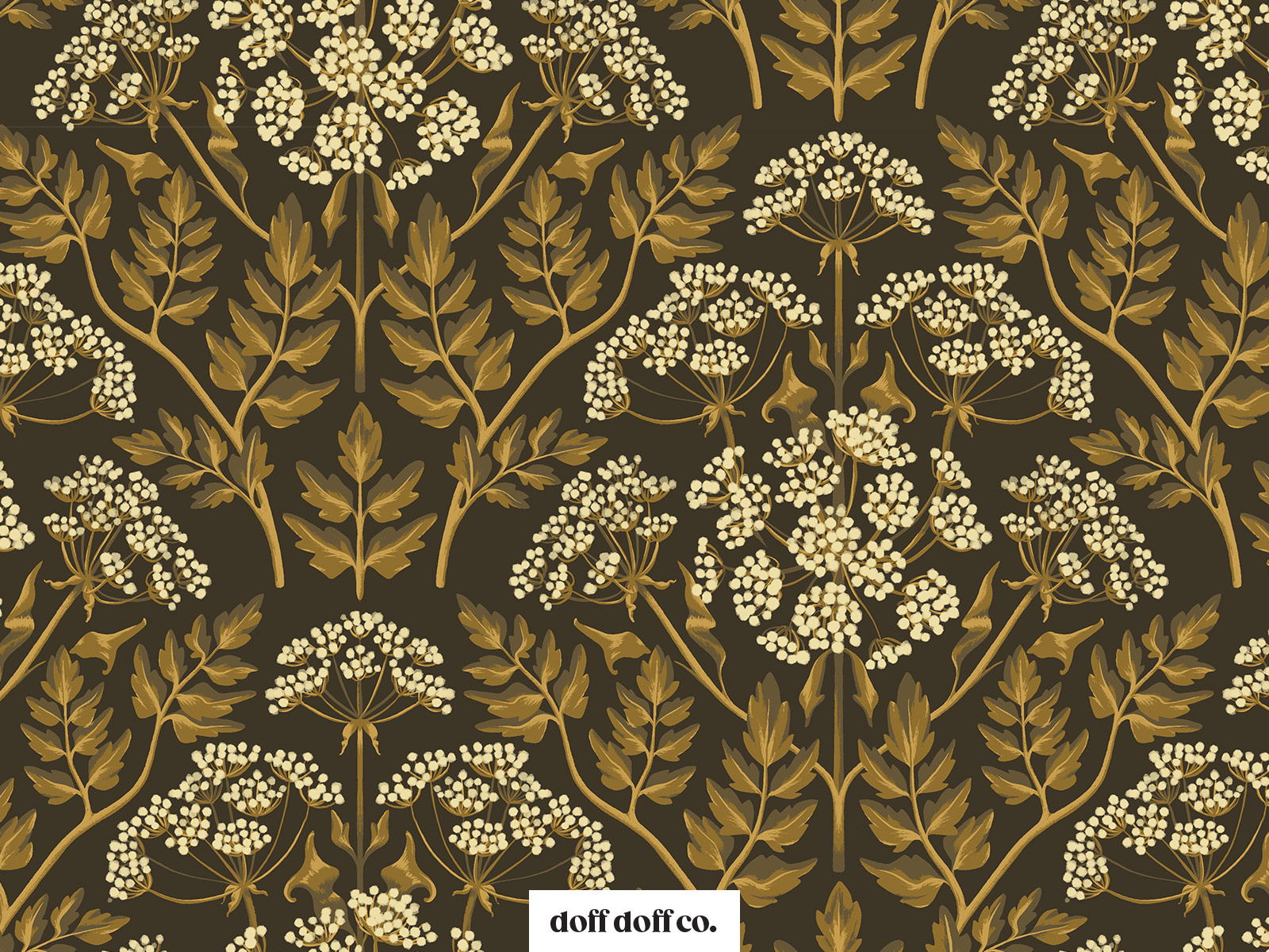 Poison Hemlock Damask floral home decor illustration interior design queen annes lace repeating pattern surface design upholstery fabric wallpaper