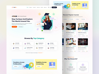 LMS Website Landing Page Design clean course design e learning education education web ui landing page design lms lms landing page lms website ui product landing page saas school study ui university ux design web web design website design