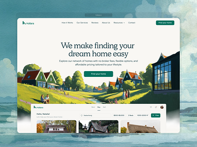 Hollara - Hero Section clean illustration landing page ui ux web design website design