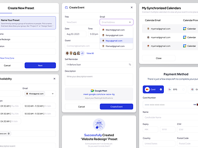 SAAS Zonely Components calendly cansaas card clean components create dashboard design interface meetings minimal payment popup preset product design saas saas design sheduling ui ux