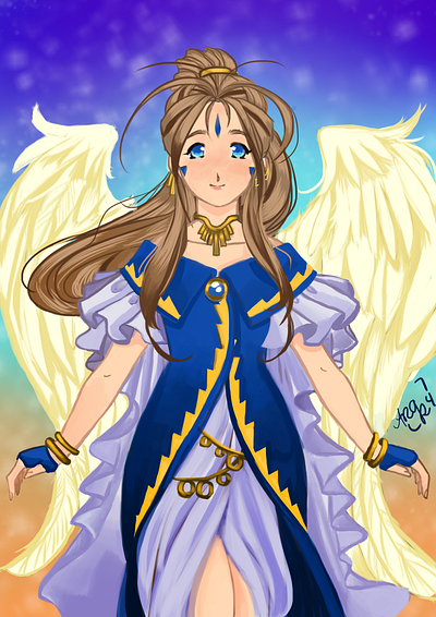 Esta arte me deixou saudosa, depois anos desenhei a Belldandy anime digitalart illustration