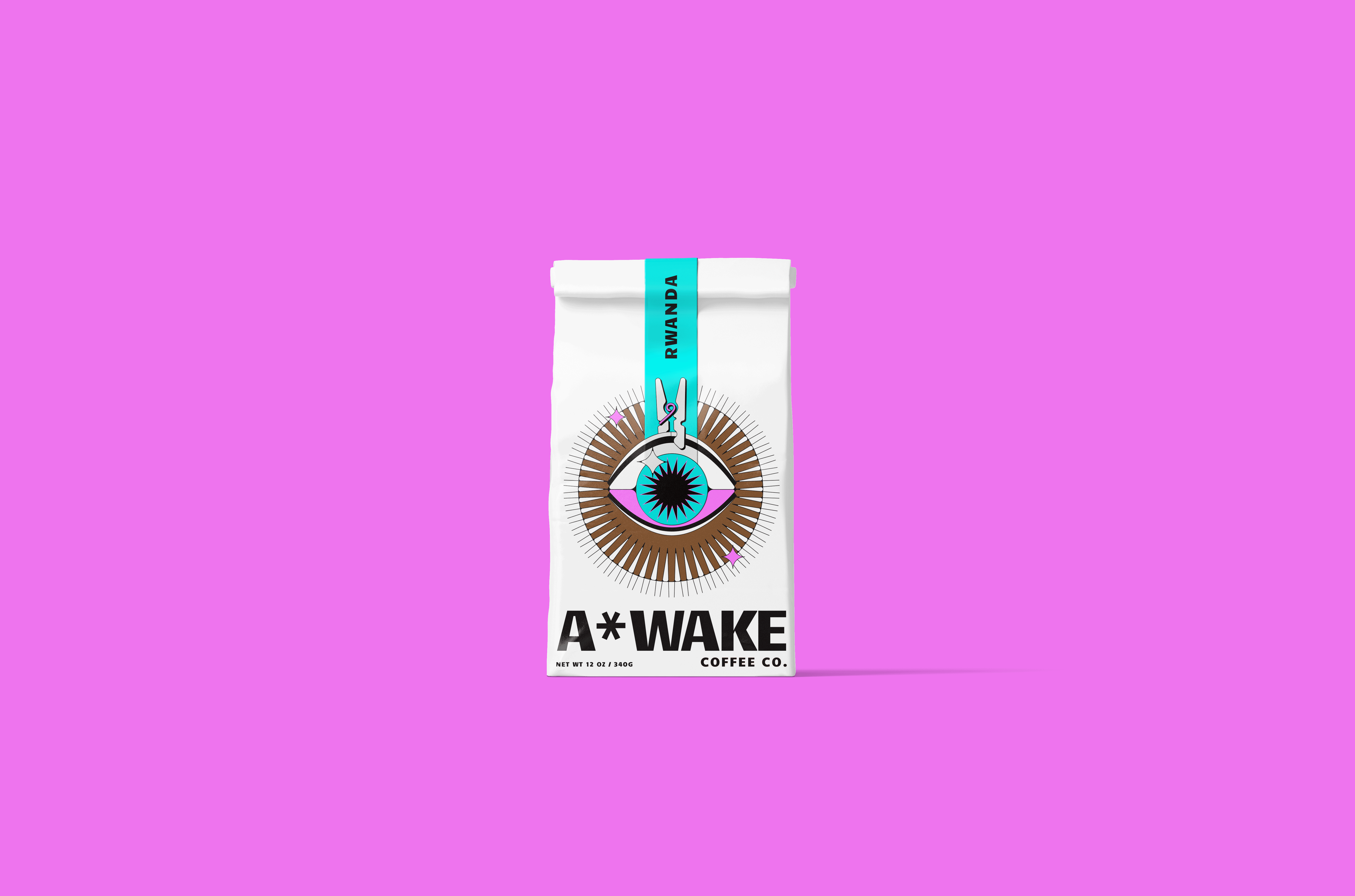 A-Wake Coffee awake brand branding coffee coffee brand coffee packaging colorful design drawing eyes graphic design graphics illustration logo modern packaging packaging design playful typography woke