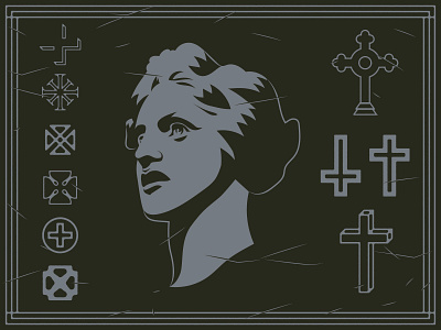 Prophecy Part V adobe illustrator border christianity crosses dark female gothic horror illustration illustrator for hire muted prophecy religion rough scratches terror vector woman