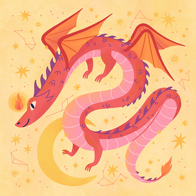 Celestial Dragon animal children colorful cute dragon fairytale friendly illustration kids magical mystical