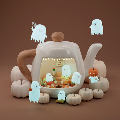 Ghost party time 3d 3dblender 3ddesign 3dillustration graphic design illustration