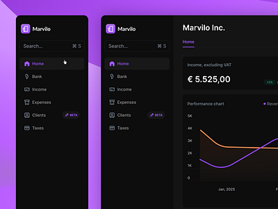 Fintech side navigation - dark mode accounting accounting dashboard bookkeeping bookkeeping dashboard dark mode nav dark mode navigation finance nav finance navigation fintech nav nav ui nav ux nav with label navigation purple nav revolut nav side nav side navigation software nav ui nav wise nav