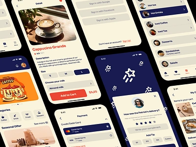 Coffee Shop App Concept coffee shop customer engagement delivery app delivery service dessert figma graphic design loyalty rewards menu browsing mobile app ordering system photoshop ui ux