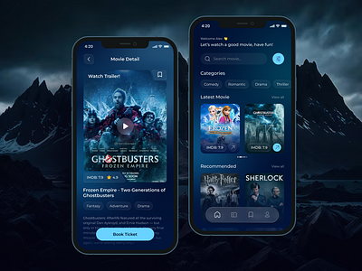 MovieTime - Book your movie tickets booking darkui mobileapp modernapp movie movieapp tickets ui uiux