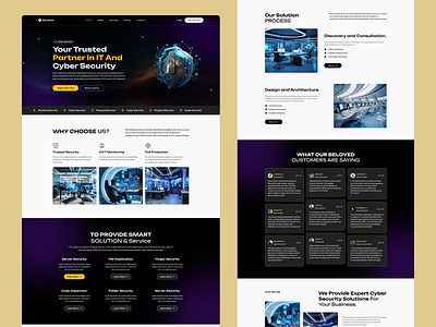 Cyber Security Service Landing Page clean design cyber security dark mode landing page saas simple design template theme ui design