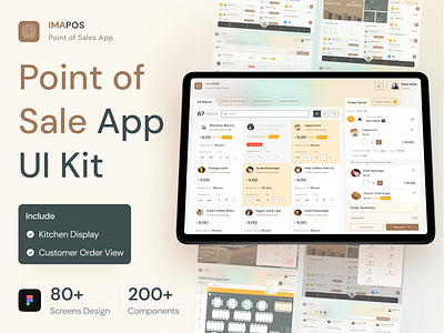 Imapos - Point of Sale (POS) App UI Kit app coffee coffee shop delivery order design inventory kitchen display mobile point of sale pos table management ui ui kit ux