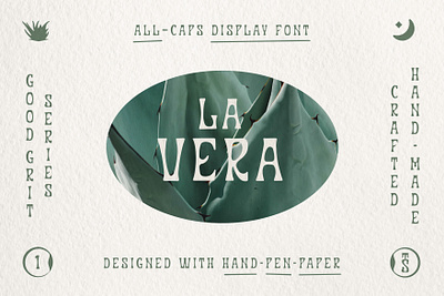 La Vera Hand-Drawn Font all caps branding colorful crafty design creative custom display font font font design graphic design hand drawn hand made illustration logo plants reverse weight rough edges succulent typeface typography