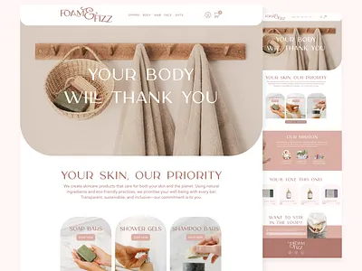 Foam&Fizz - Beauty Ecommerce Website design ecommerce figma ui design web design webdesign webflow