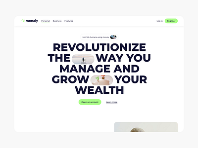 Monaiy - Website animation bank branding coin crypto design financial graphic design green home page invest landing page logo money motion graphics ui visual identity wealth web design website