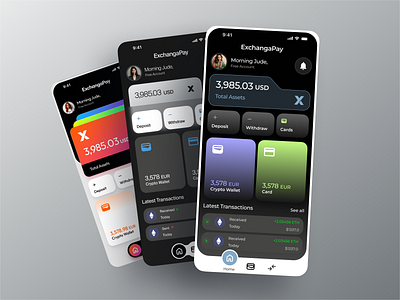 Crypto Bank App Ui Design Concepts app application bank binance bitcoin blockchain clean coin crypto finance financial fintech mobile modern p2p revolut token trendy ui