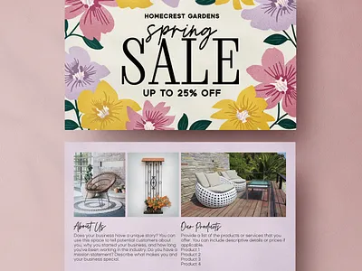 Spring Sale Post Card floral flowers marketing post card retail spring sale