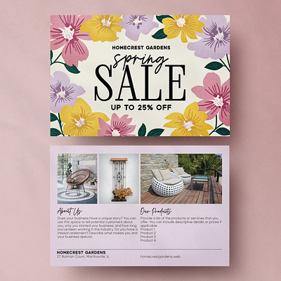 Spring Sale Post Card floral flowers marketing post card retail spring sale