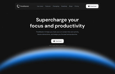 TimeMaster - Landingpage artist branding dark landingpage ui