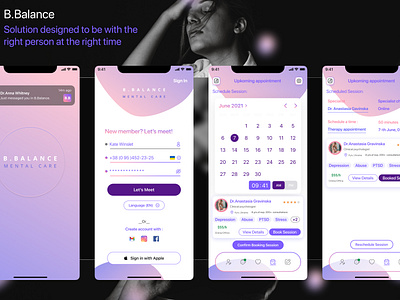 B. Balance - Psychological Mental health App android application care healthcare help interface ios iphone logo medical mentalhealth mobile app product psychology research ui uiux ux