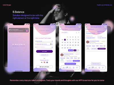 B. Balance - Psychological Mental health App android application care healthcare help interface ios iphone logo medical mentalhealth mobile app product psychology research ui uiux ux