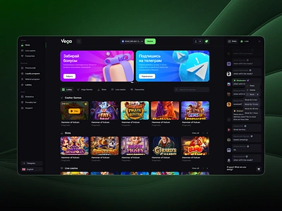 VegaBet - Online Casino bet betting blockchain casino casino development casino home crypto crypto casino dashboard gambling game game ui gaming igaming online casino slot game slots