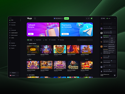 VegaBet - Online Casino bet betting blockchain casino casino development casino home crypto crypto casino dashboard gambling game game ui gaming igaming online casino slot game slots