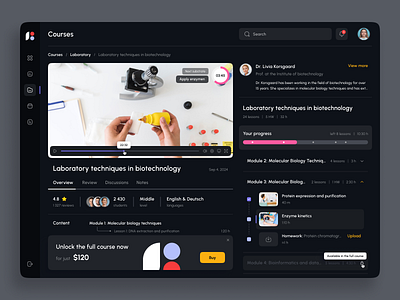 Medical courses platform courses dark theme e learning educate healthcare learn learning medicine students study udemy ui ux web platform