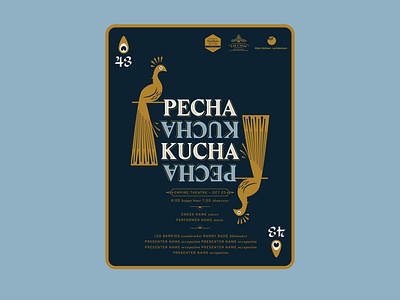 Pecha Kucha 43 Poster illustration peacock pecha kucha playing card poster typography