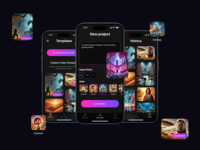 AI-Powered Video Generator ai aivideo creator darkmodedesign design generator illustration mobileapp ui ux uxuidesign video
