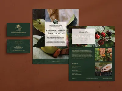 Foraging Brand Identity Set branding business card flyer food foraging green health marketing mushrooms sustainable vegetables wild