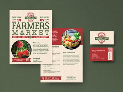 Farmers Market Brand Identity Set branding business card community farmers market farming flyer food marketing organic rustic sustainable vegetables