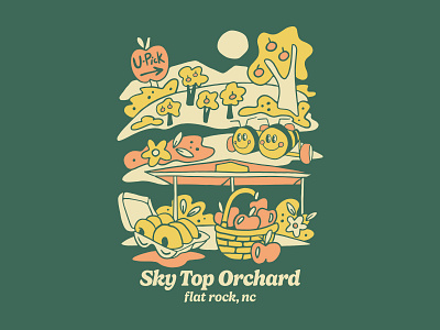 Sky Top Orchard Kids Tee apple autumn basket bee design donut fall food handmade illustration lettering merch north carolina orchard shirt sky t shirt tee top tree