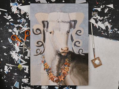 Bull after Potter, studio bull bull illustration collage dribbble horns paper studio