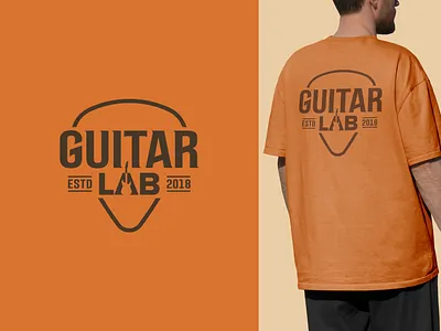 Guitar Lab Badge 1 badge brand identity branding guitar illustration logo logo design mark music t shirt tee vector wordmark