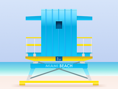 Lifeguard Towers of Miami Beach architecture beach building colorful design figma flat florida illustration lifeguard miami ocean sea tower vector