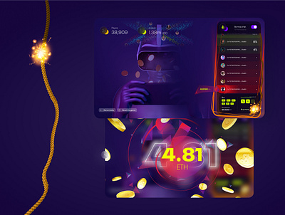 The Bomb Chat btc casino chat crypto cyber cyberpunk ethereum explosion gambling game gamified purple user interface