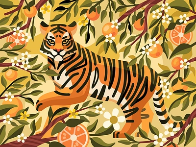 Citrus tiger citrus color coloring book digital art flower illustration orange tiger